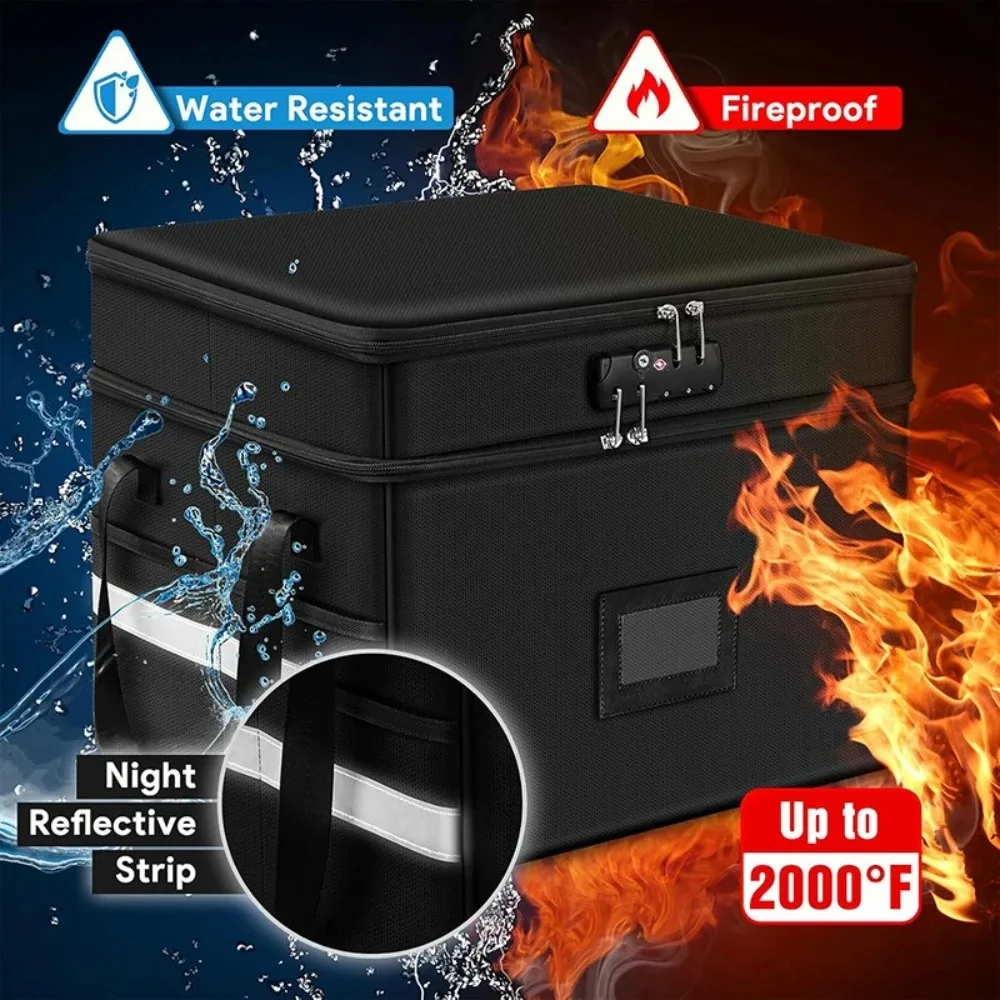 

Double-layer Fireproof Archive Box with Customs Lock Durable Wear-resistant Multifunctional Storage Box Large Capacity Boxes