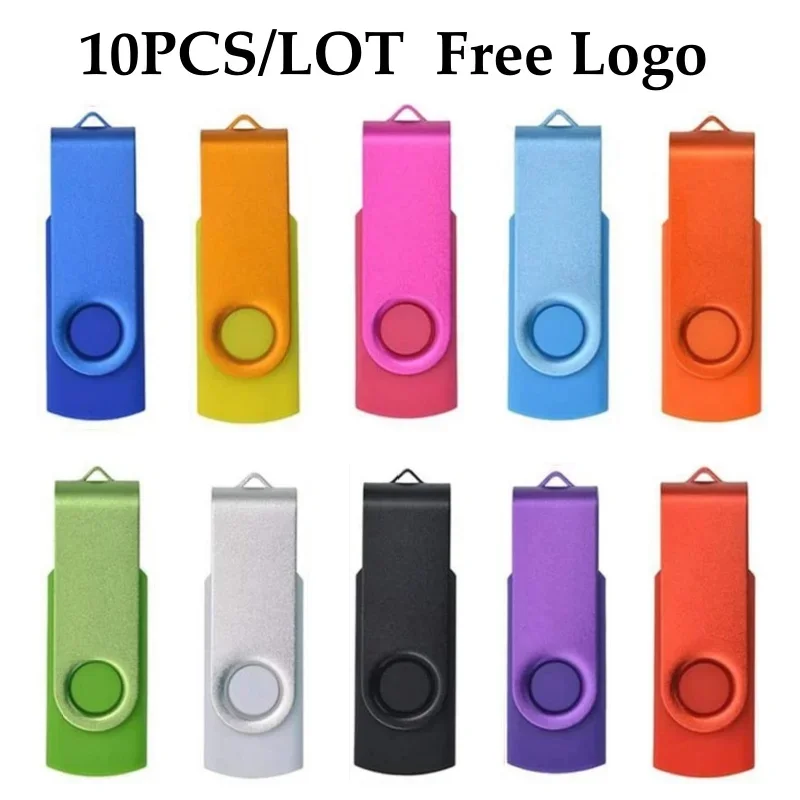 10pcs/lot Metal USB 2.0 Flash Drive 64GB 32GB 16GB 8GB 4GB Pen drive usb flash Pendrive U Disk Memoria Cel Usb Stick for Gifts