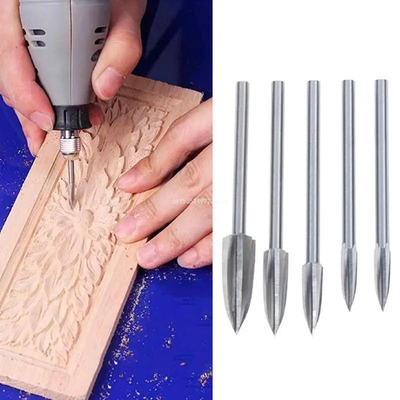 5pcs/set 3mm Shank Carving Engraving Drill Bit Milling Cutter Knife HSS for Sharp Edges Woodworking Tools