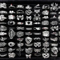 10/20/30/50/100 pièces Vintage Punk crâne oeil anneaux ensemble pour femmes hommes mélange Style Hip Hop bague bijoux cadeau de fête 2