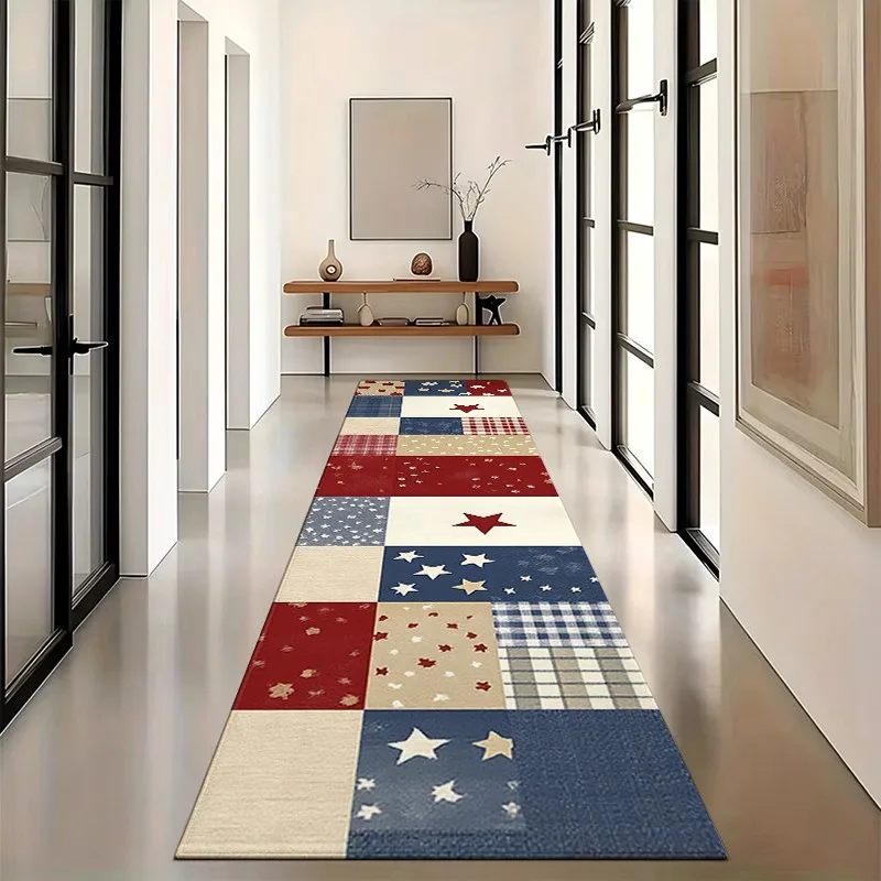 1 Piece Fabric Patchwork Star Pattern Carpet, Soft Comfortable, All Season, Easy to Care, Home Decor, Living Room, Bedroom, Dining Room, Winter, Autumn