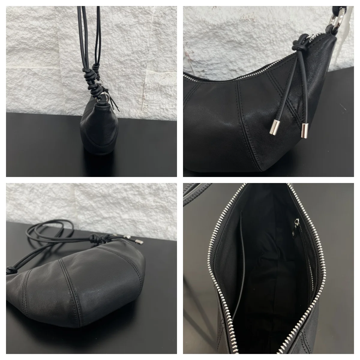Tanned Sheepskin Women's Shoulder Bag Cloud Shape Dumpling Bag Leather Handbag Single Strap Crossbody Bag Fashionable Small S...