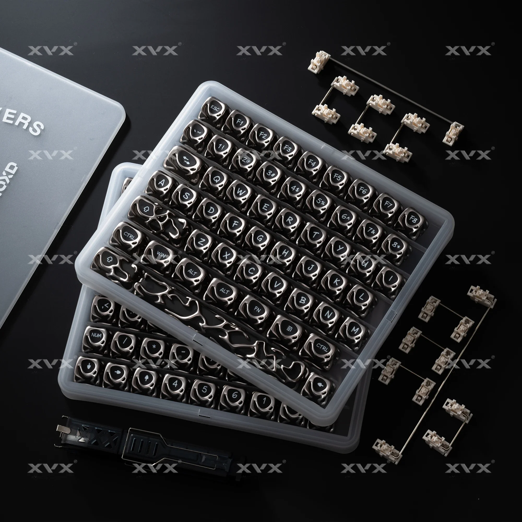 

Keycap metal texture hollow fog transparent personalized creative mechanical keyboard cap silver engraved light