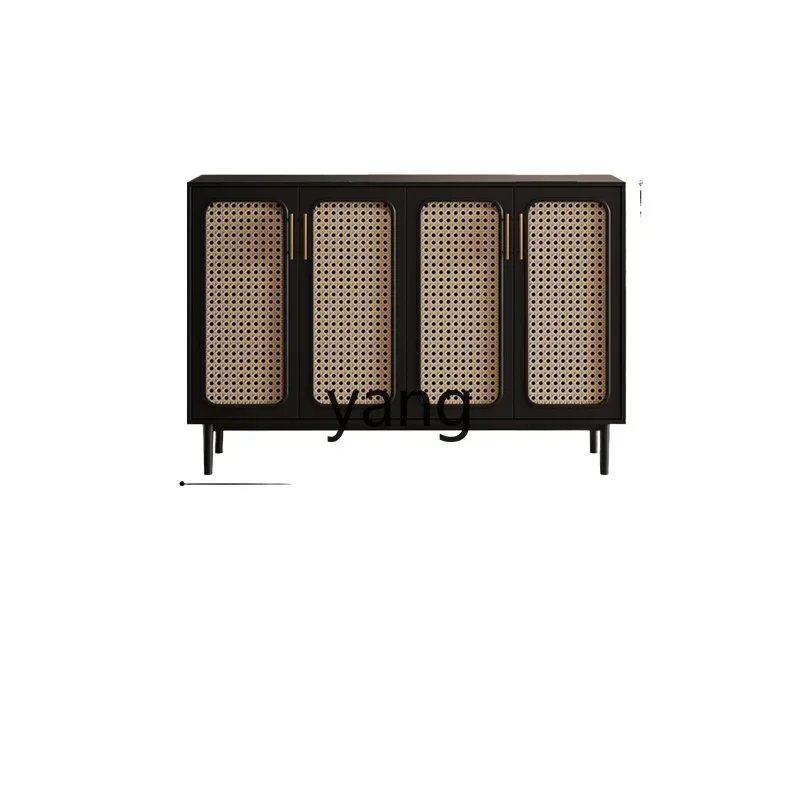 LH  rattan ultra-thin shoe cabinet household entrance corridor narrow black tipping bucket entrance cabinet