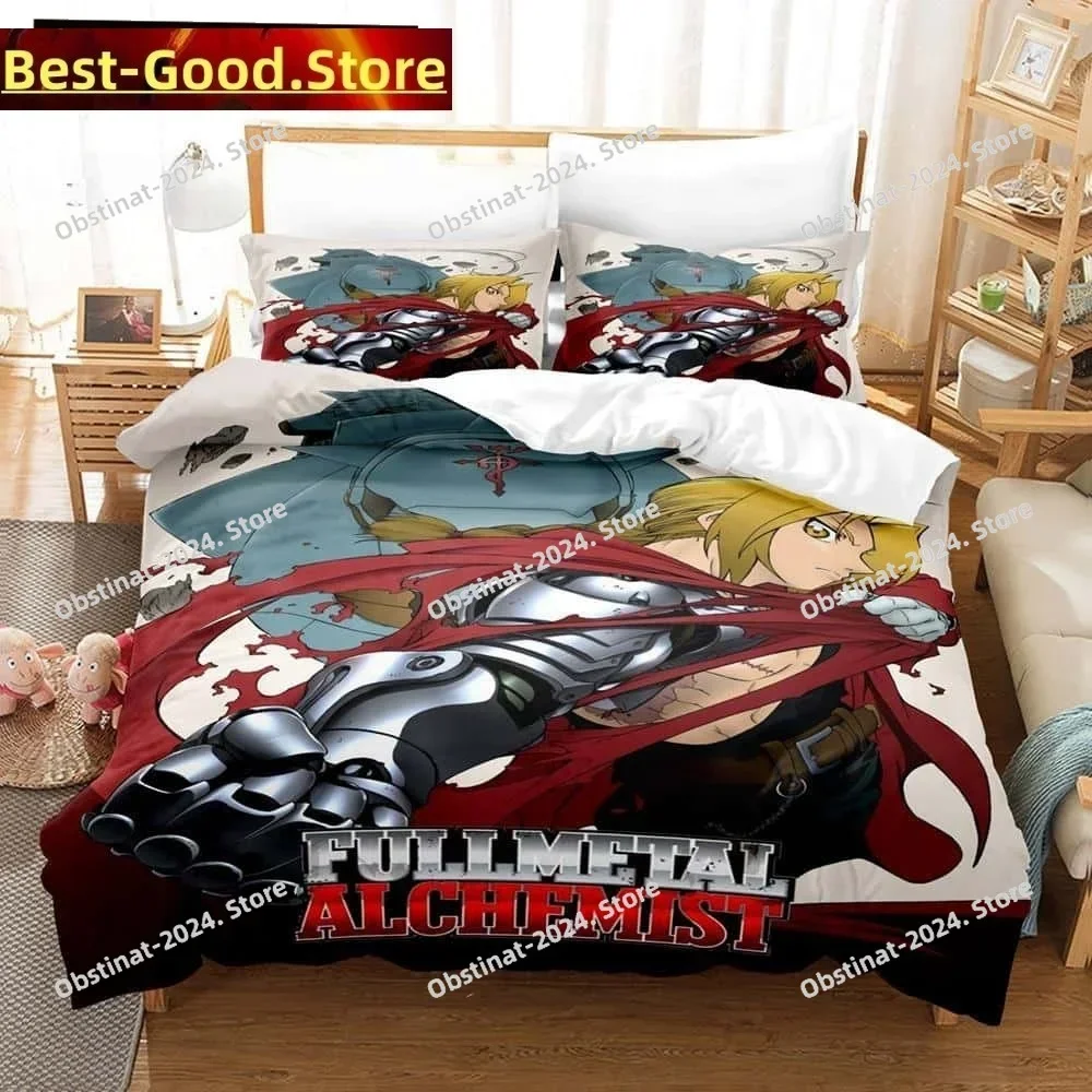 3D Cartoons Fullmetal Alchemist Bedding Set Duvet Cover Full Queen King Size Pillowcase Bed Print Aldult Kid Bedroom Single Twin