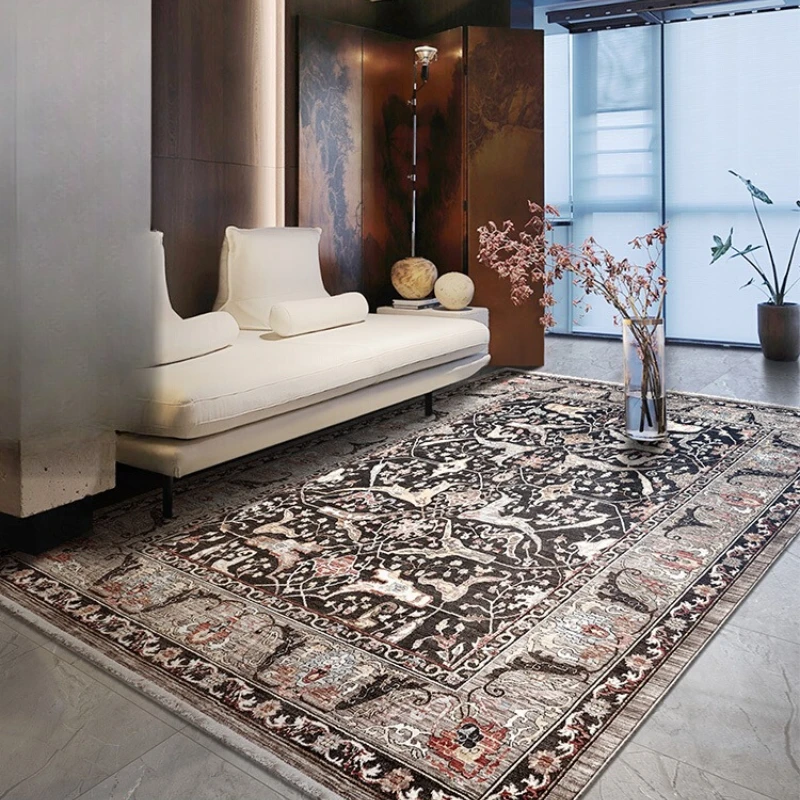 American Style Bedroom Decor Retro Carpet Fluffy Soft Rug Light Luxury Carpets for Living Room Thicken Plush Cloakroom Floor Mat