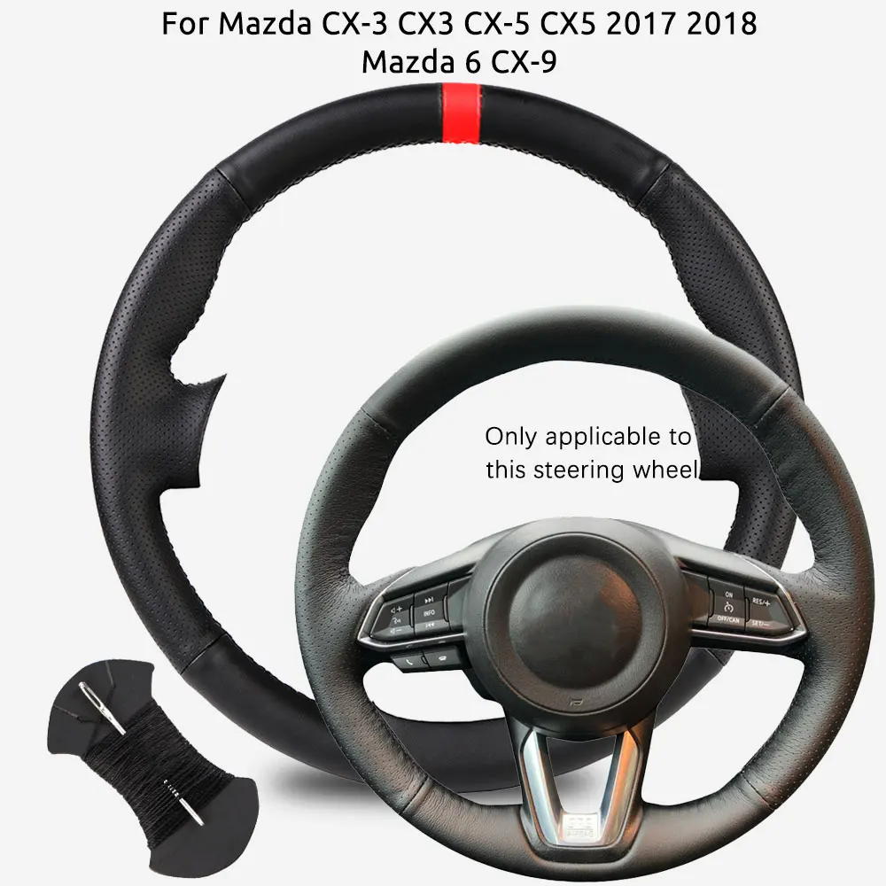 

Customized Car Steering Wheel Braiding Cover For Mazda CX-3 CX3 CX-5 CX5 2017 2018 Mazda 6 CX-9 Hand-sewn Steering Wrap