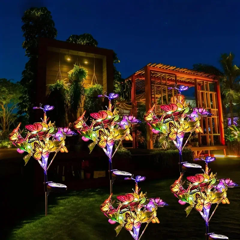 Pop Solar Outdoor Lights Butterfly Flower Garden Fairy Lights Christmas Decorations 2025 Lawn Tree Landscape Lamp Yard Path Orna