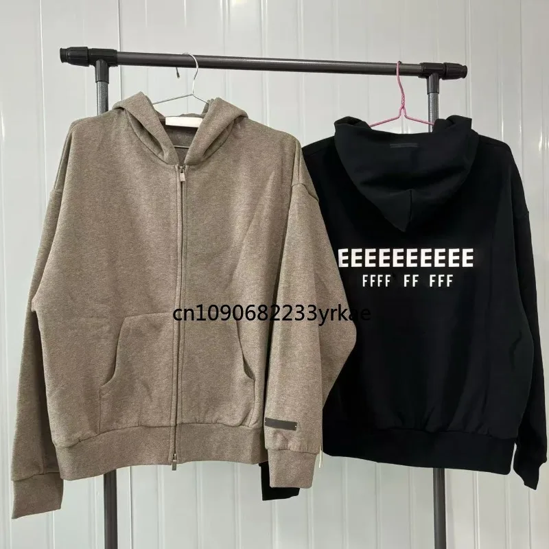 SS25 ALWAYS ON Zipper Hoodie Luxury Design Back Double Row Silicone Letter Hoodie High Street Cotton Couple Zipper Hooded Hoodie
