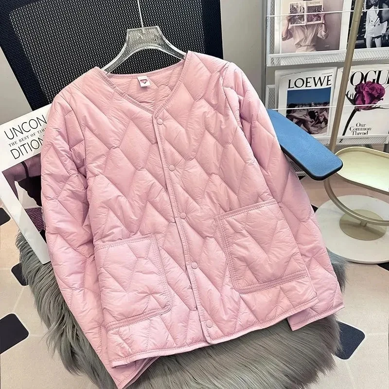 2023Autumn Winter Women Pure Colour Jacket Parkas Light And Thin Down Cotton Jackets Female Loose Casual Short Coat Warm Outwear