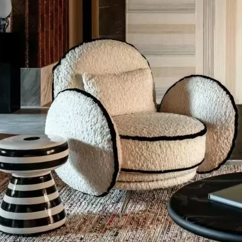 Nordic simple designer bedroom lazy sofa small apartment lazy wind Internet celebrity lamb wool creative leisure chair