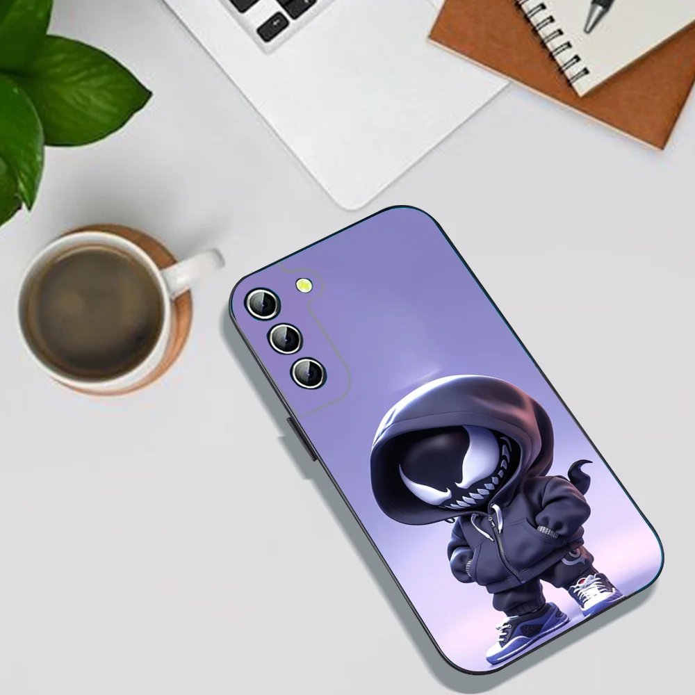 Cartoon V-Venom Phone Case For Samsung Galaxy A52 A12 A51 S21 Edge S22ULTRA S23 S20LITE Plus Ultra Black Cover