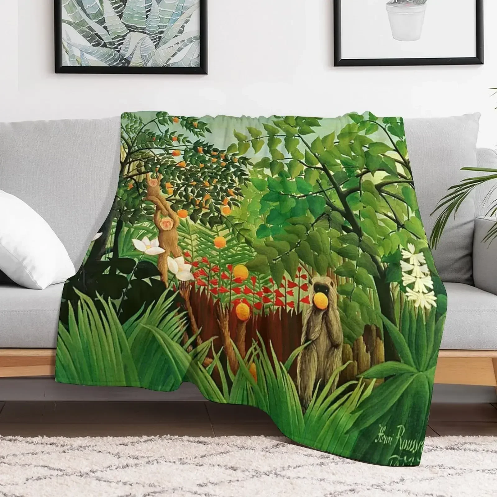 

Henri Rousseau - Exotic Landscape Throw Blanket Soft Beds heavy to sleep Blankets