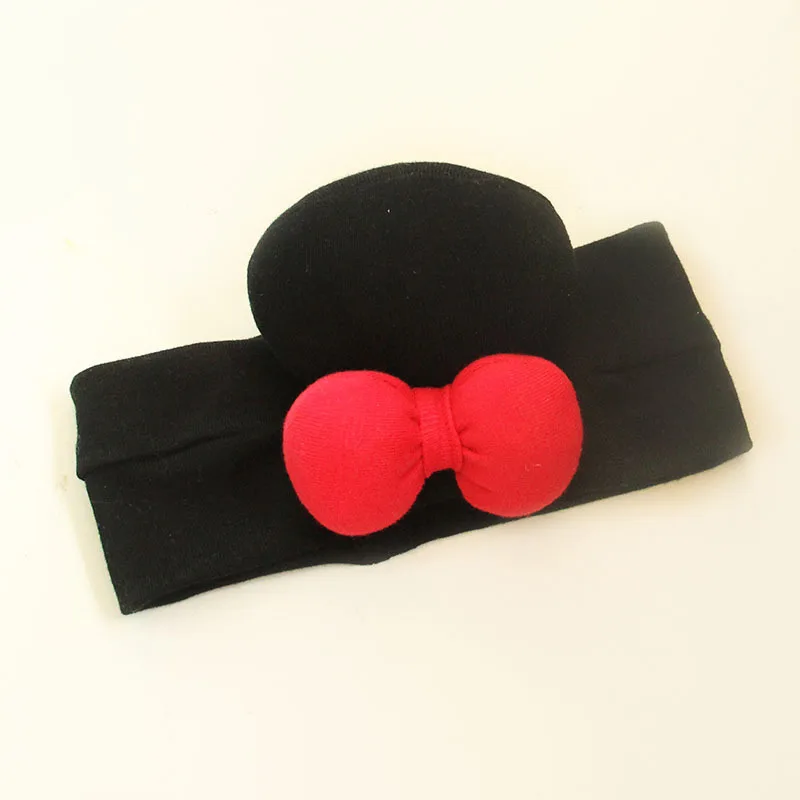 Fashion Cute 0-2Y Children Kids Red Bow Princess Headbands Newborn Baby Girl Black Hat Cap Headwear Hair Accessories