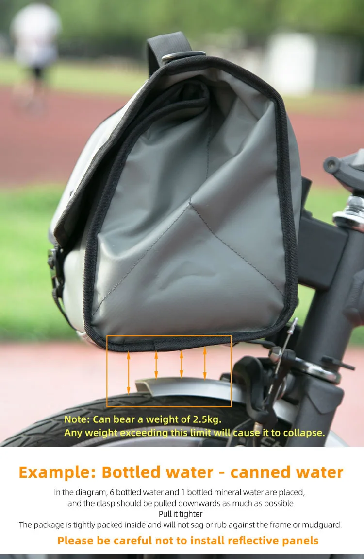 Heasygo 2505 Fahrrad-Lenkertasche mit Schnellverschluss für Brompton Vorderrohrkorb, Isoliertasche, Rahmenmontage mit Schweinenasenverschluss – Detail 15