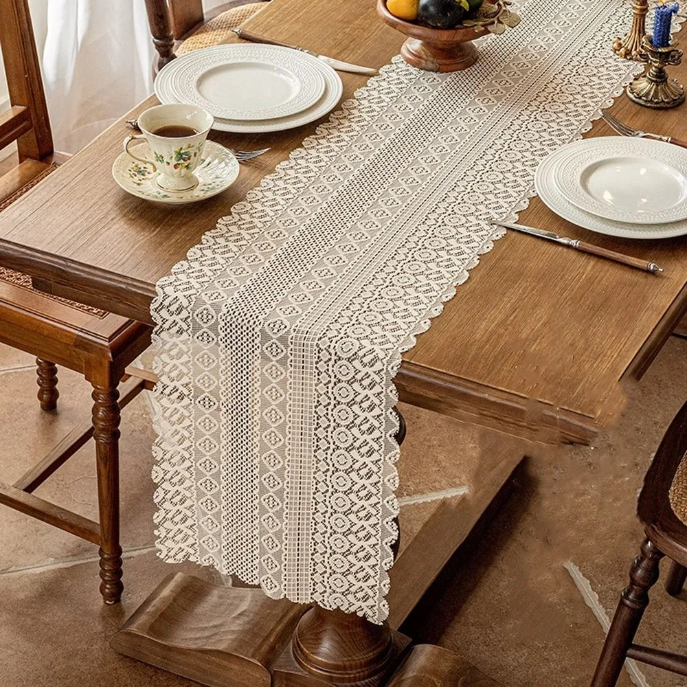 

Party Decoration Vintage Boho Table Runner Romantic Hollow Out Table Cloth Lace Elegant Dining Table Cover Wedding Decoration