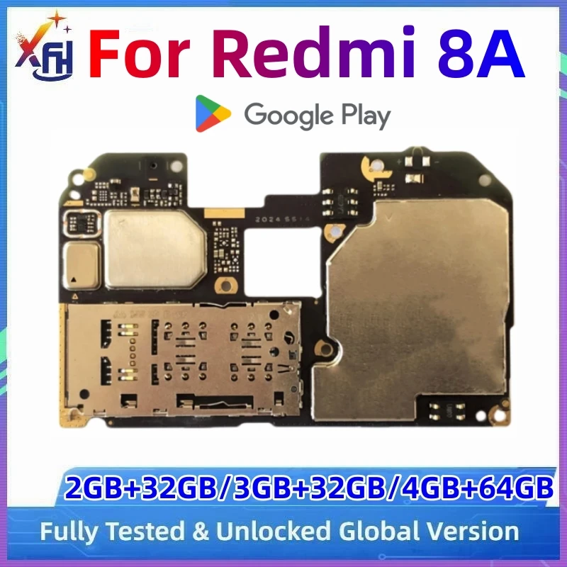 

Материнская плата для Redmi 8A, 16 ГБ 32 ГБ ПЗУ, оригинальная логическая плата, глобальная версия, с установленным Google Playstore