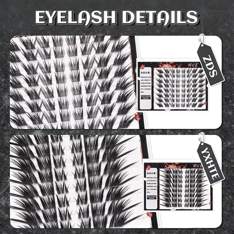 DINGSEN 6/8 Reihen Segmentierte Wimpernbündel DIY Wimpern-Set Dicke Falsche Wimpern Wispy Lash Cluster Kits Manga Falsche Wimpern – Detail 13
