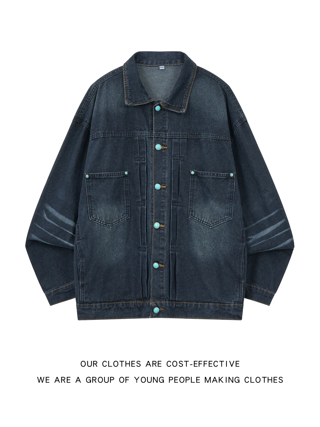 

Мужская джинсовая куртка свободного кроя, весна-осень, модный бренд, с бирюзовыми пуговицами, повседневная рабочая одежда в американском стиле для отдыха