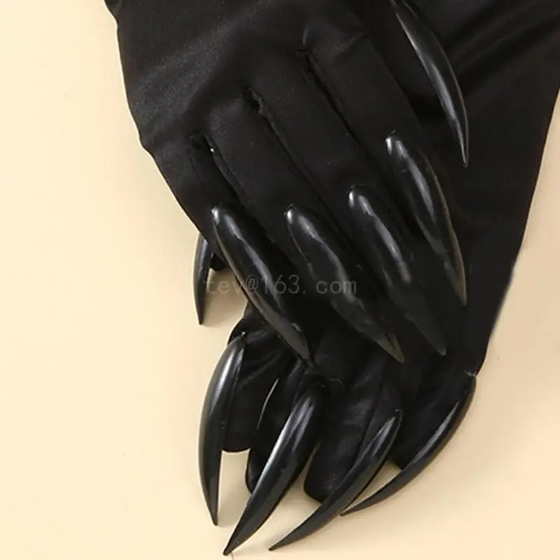 Funny Vampire Claw Gloves Birthday Party Cosplay Mardi Gras Sparkly Long Nails Accessories Halloween Costume Gloves