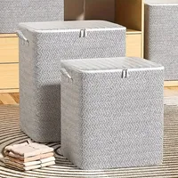 1pc Extra Large Storage Box For Household Use, Foldable Clothing Packing Bag, Wardrobe Quilt Blanket Organizer With Handles