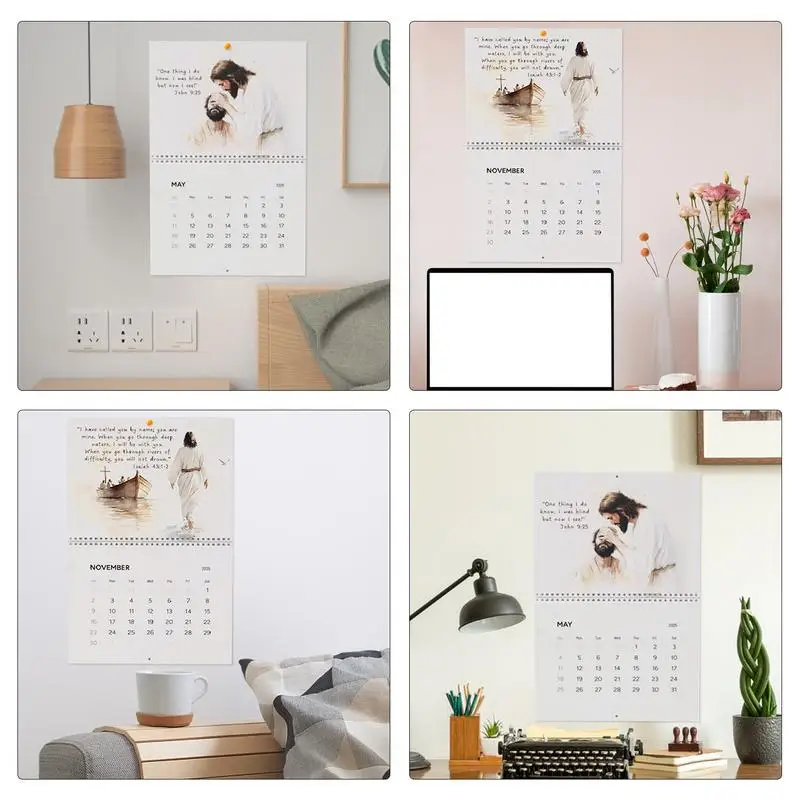 Calendario da parete con versetto della Bibbia Gesù 2025 Calendario della fede cristiana Licenza mensile Regali religiosi ispiratori Calendario da parete di grandi dimensioni