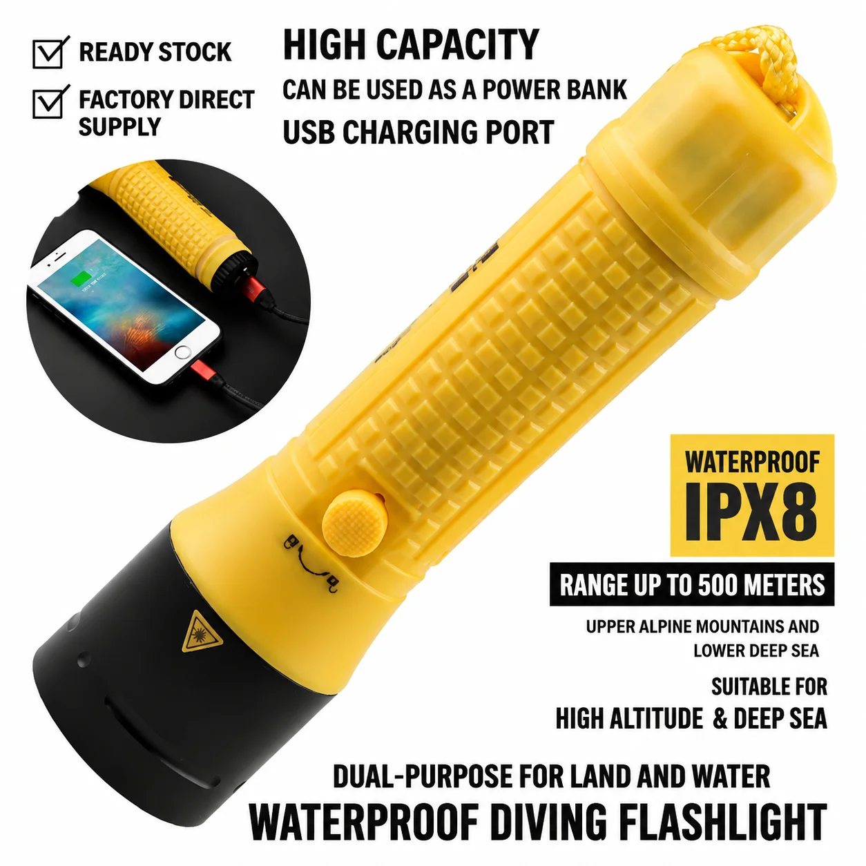 Underwater Flashlight - Jasna latarka nurkowa CERR LED z