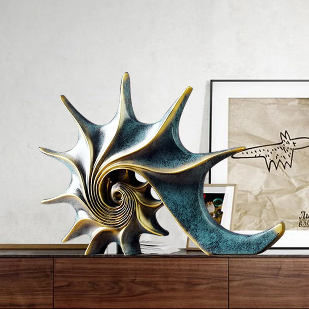 

Conch Ornament Abstract Sea Shell Sculpture Home Office Bar Desktop Decor Family Friend Gift Home Resin Decoration Blue