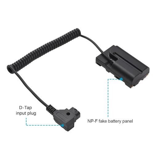 Imagen 2 del producto D-Tap a NP-F550 de doble cara, Cable en espiral de batería simulada, acoplador de CC, accesorio para monitores, receptor transmisor de luz de vídeo LED