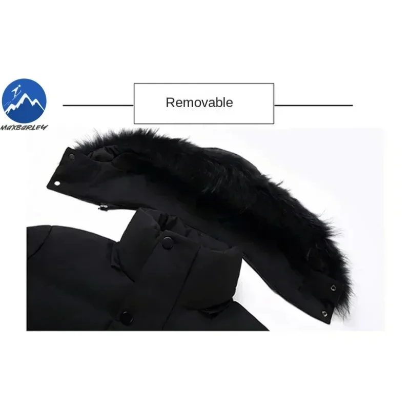 COMXZ الرجال الشتاء سترة طويلة أسفل 2025 الكورية تصميم انفصال الفراء هود معاطف الأبيض بطة أسفل الدافئة خفيفة الوزن سترة سترة