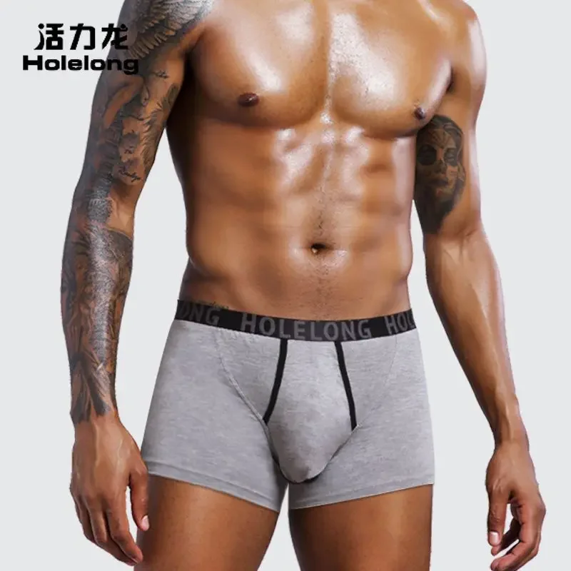 Man Bulge Elephant Nose Boxers Sexy Breathable Penis Pouch Underwear Health U-Convex Gay Exposed Dick Tube Lingerie Prolong Time