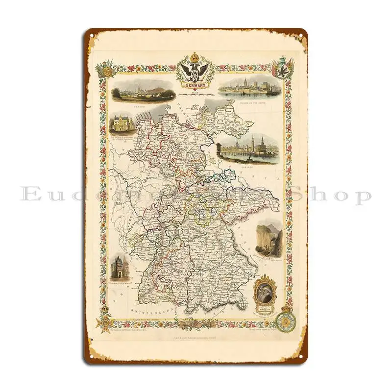 Map Of Germany 1851 Metal Sign Designer Create Create Cinema Customize Tin Sign Poster