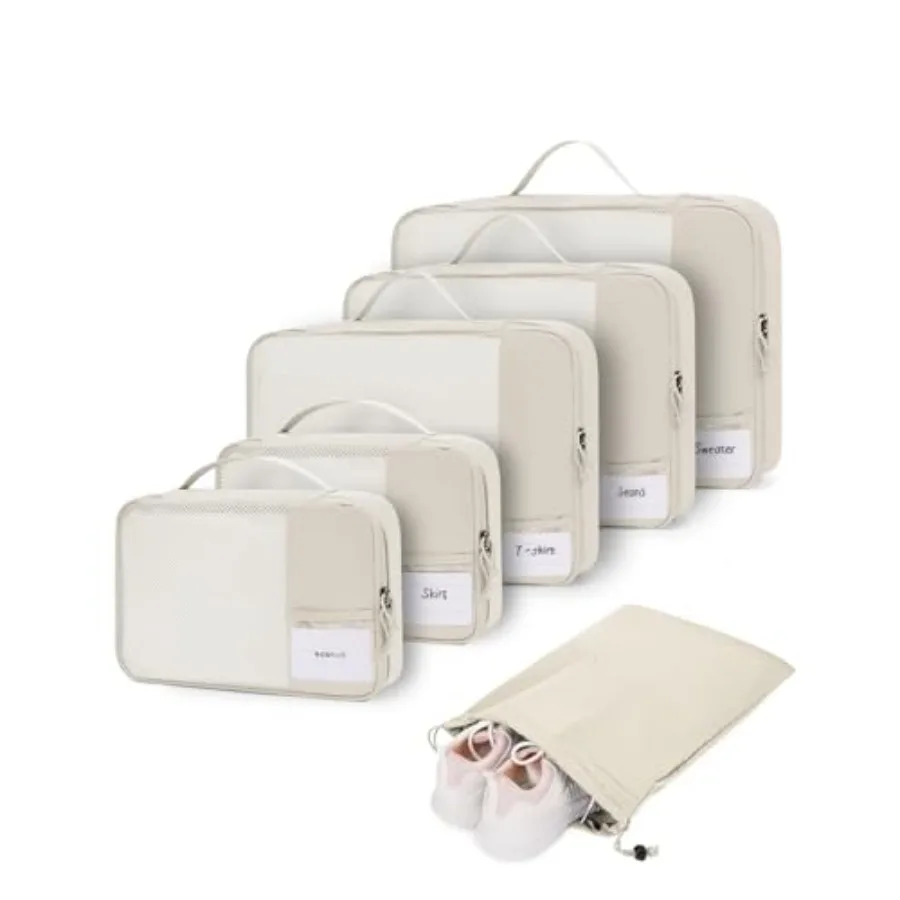 

Набор из 4/6 упаковочных кубов для путешествий, прочные органайзеры для чемоданов с персонализированной биркой, различные размеры, машинная стирка, Lugga