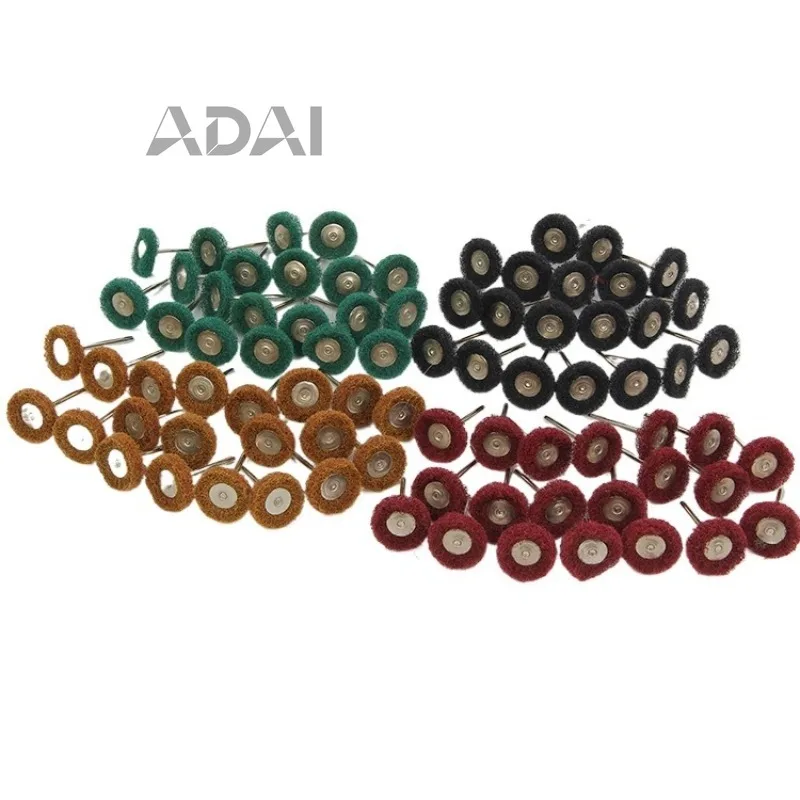 

80-piece set of scouring pads, fiber wheels, and brushed cloth (20 each in brown, green, red, and black)