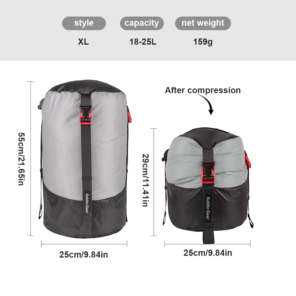 ถุงนอนผู้ใหญ่การบีบอัดกลางแจ้ง Camping กระเป๋ากันน้ําแบบพกพา Ultra-light กระเป๋า 1-25L