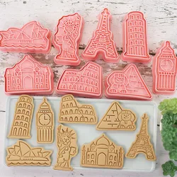 8Pcs/Set Landmark building Biscuit Mold Statue of Liberty Eiffel Tower Shape Cookie Cutter Stamp Fondant Cake Decoration Tools