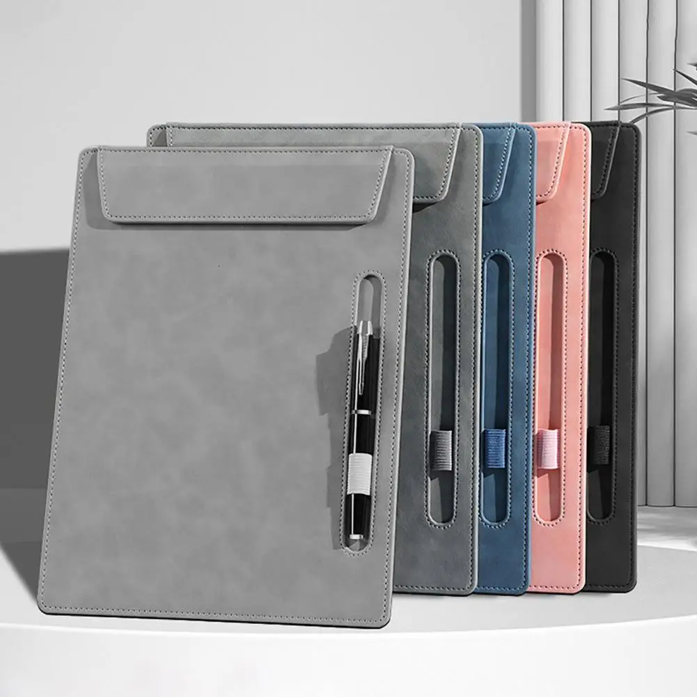 Document Organizer Writing Pad Faux Leather Hardboard with Magnetic Page Clip A4 Letter Size File Clipboard with Pen Holder