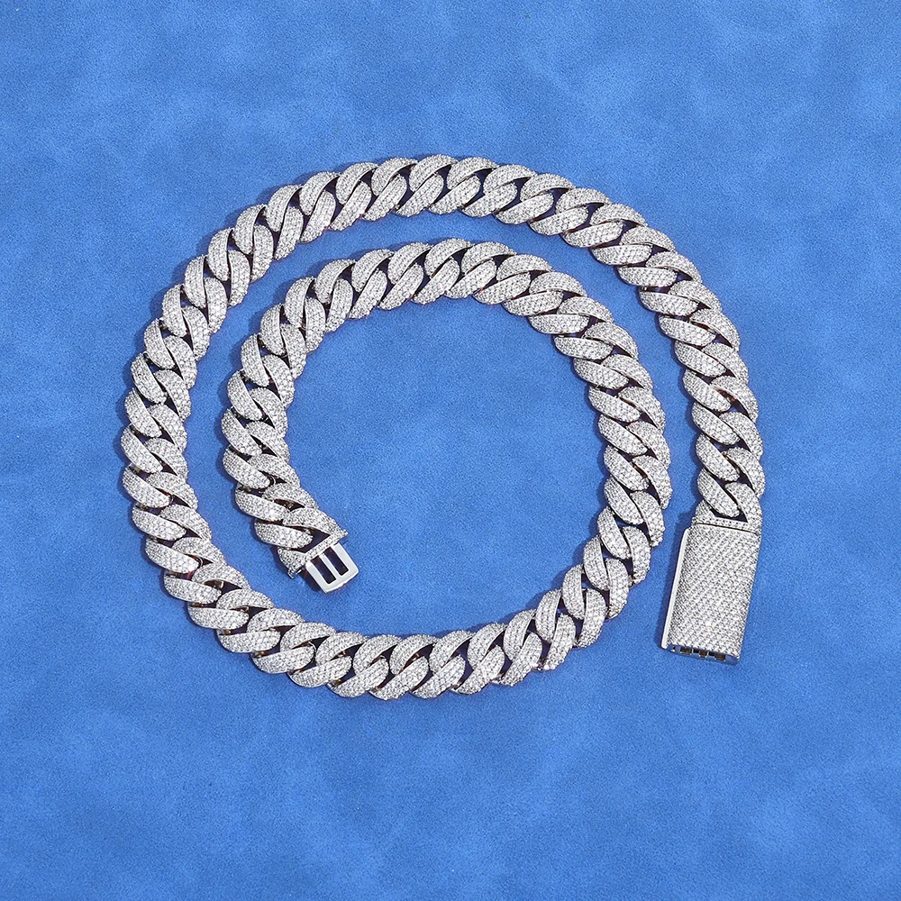 HHIOK 13.5mm Full Inlaid With Zircon Cuban Link Necklace Iced Out Brass Customizable Carved Text Hip Hop Men Women Jewelry Gifts