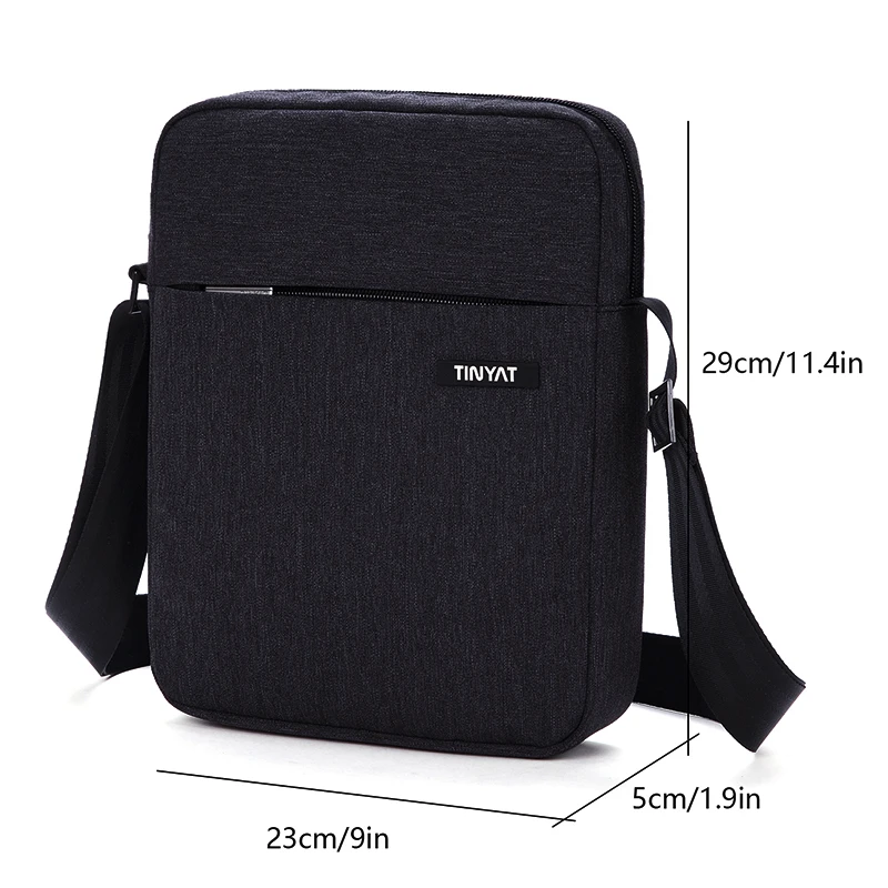 TINYAT Business Men\'s Shoulder Bags for 7.9\' ipad Canvas Casual Male Messenger Bag Waterproof Casual Husband Light Crossbody Bag