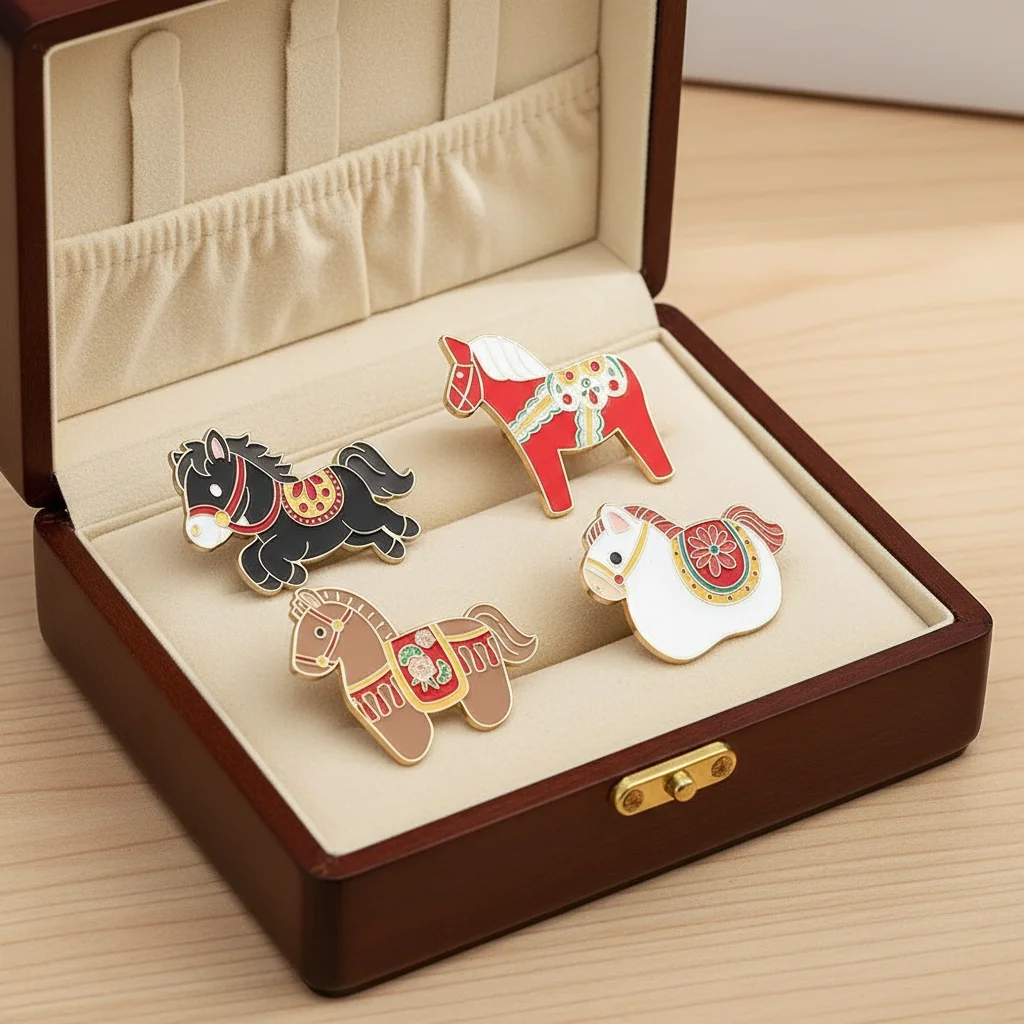 Cute Cartoon Zodiac Horse Brooch Alloy Decorative Steed Brooch Exquisite Animal Brooch New Year Gift For Woman Girl Party Wear