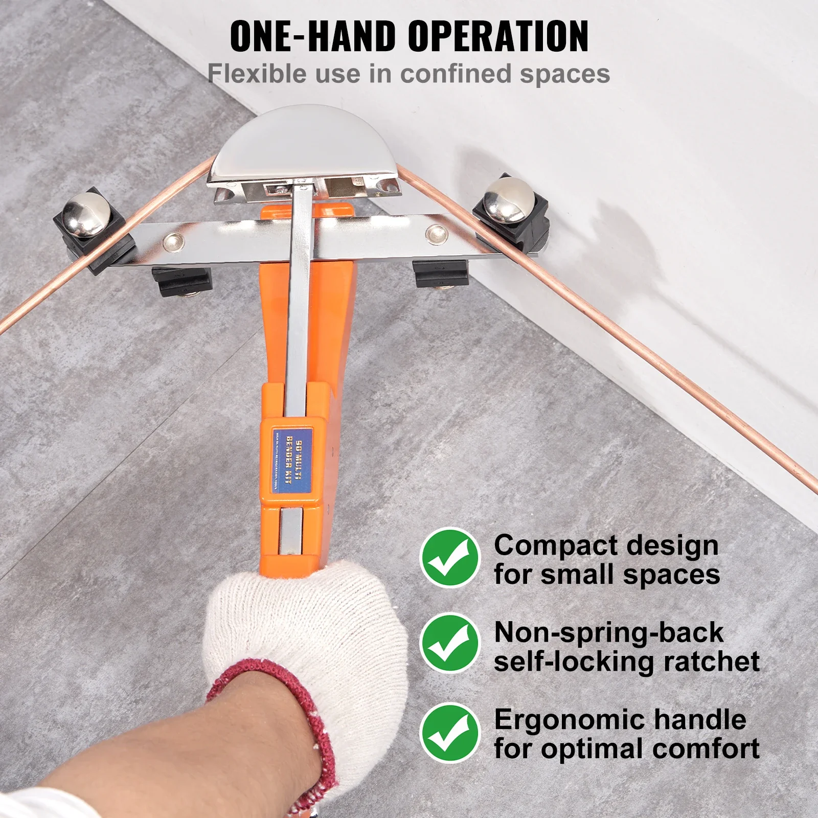 VEVOR-Tubo Bender Ratcheting, Reverse Tubing Bending Tools, 7 Dies Pipe Cutter para Ar Condicionado, Reparação Frigorífico