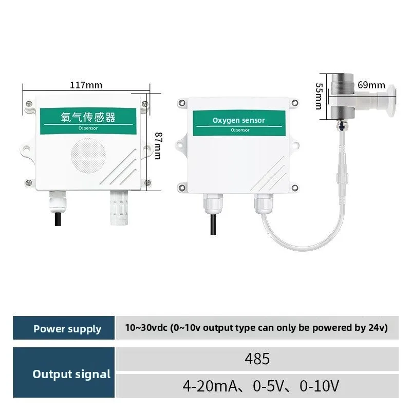 O2 oxygen sensor high precision outdoor oxygen concentration detector RS485 oxygen O2 transmitter 4-20mA