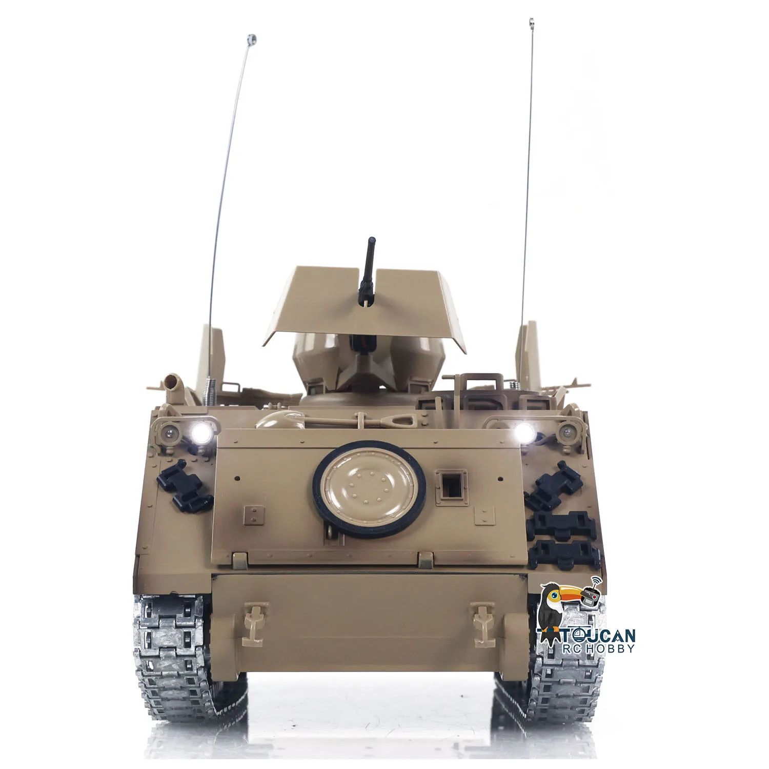 Радиоуправляемый танк TD RC 1/16 M2412-B M113A1 ACAV с вращающейся на 360° башней, инфракрасным управлением, металлическими колесами, редуктором, дымогенератором, радиоуправлением, военный танк