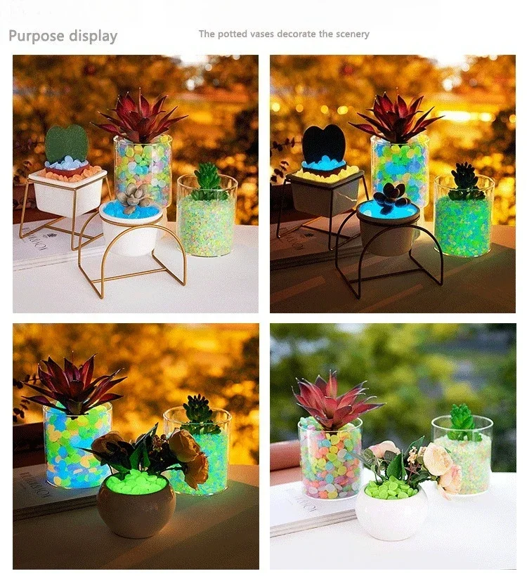 

100pcs Glow in The Dark Pebbles Resin Luminous Stones for Landscape Garden Paths Potted PlantsParksAquariumDecorGardenDecoration