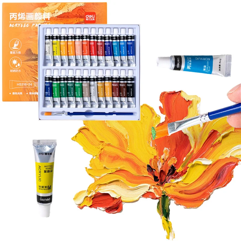 

5ml 12/18/24 Color Acrylic Pigment Set Waterproof Sun-resistant Stackable Color for Stone Canvas Wood Ceramic Painting Graffiti