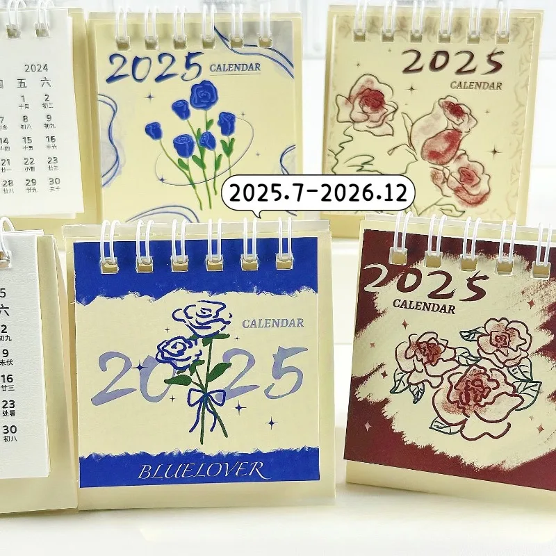 2025 Mini Desk Calendar Rose Ins Desktop High Value Student Office Calendar Office Supplies