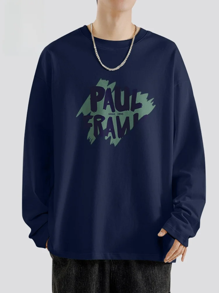 

Мужская хлопковая футболка с длинным рукавом, свободного кроя, базовый слой, удобная, дышащая, молодежная, для ранней осени