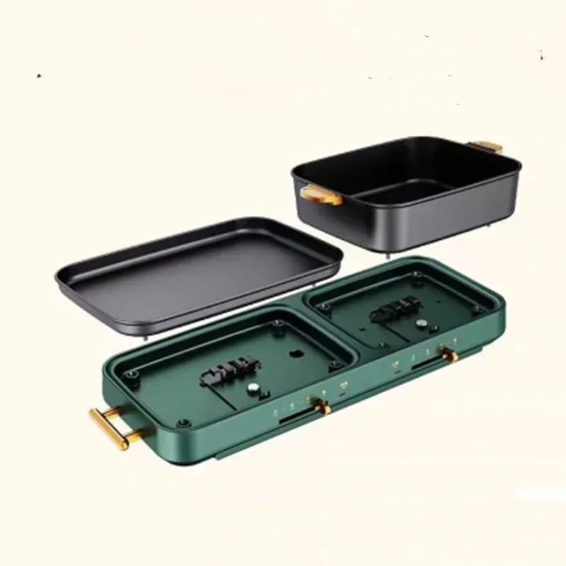 Upgrade Shabu Roast One Pot Multi-functional Household Electric Barbecue Pot Dual-purpose Non-stick Barbecue Electromechanical H