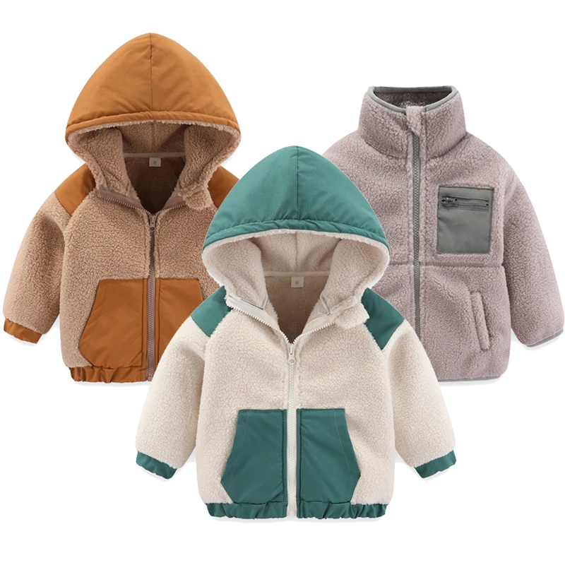 

Детское пальто Новое осенне-зимнее плотное теплое хлопковое пальто Детская куртка с капюшоном Модная детская матовая куртка с цветными блоками