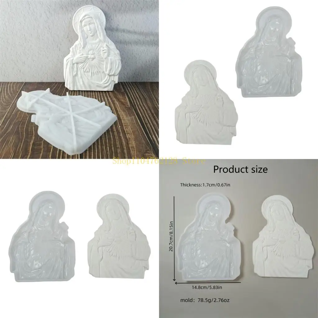 Silicones Catholic Decors Immaculate Heart Mother Mold For Handcrafted Resins Wall Hangings And Creative Art Designs best sale